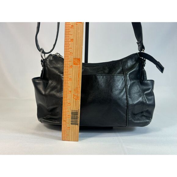 Cabin Creek Genuine Lambskin Leather Black Shoulder Bag Crossbody - Picture 10 of 12